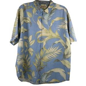 Tommy Bahama Silk Hawaiian Camp Shirt Men's Size X-Large Blue Floral Print
